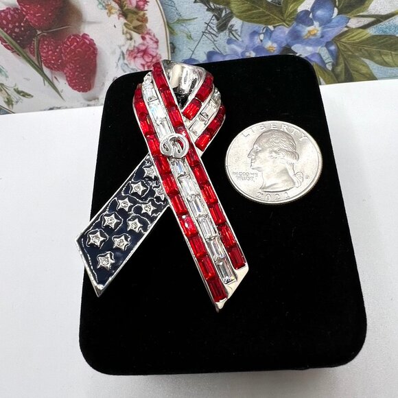 Patriotic Bow Brooch - Etsy St. John Patriotic Ribbon Brooch with Invisible Setting